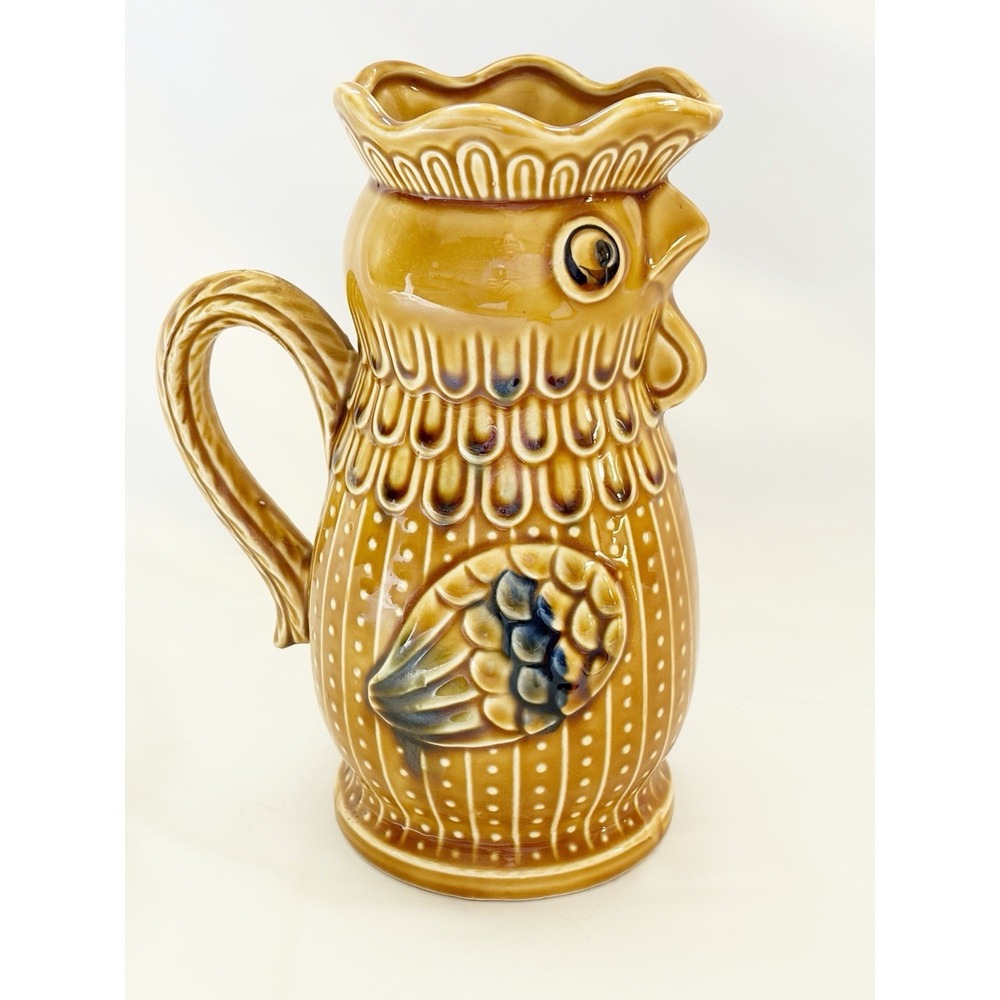 Trimont Ware Rooster  Pitcher Made In Japan Vintage Kitsch Cottagecore 7 1/2"